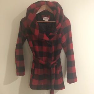 Mossimo Buffalo Plaid coat with belt